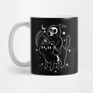 grim reaper and cat Mug